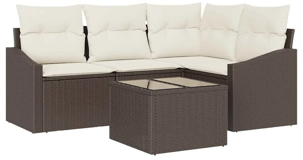 vidaXL Σέτ φαγητού για κήπο με μαξιλάρι 5 pcs Καφέ, Κρέμα