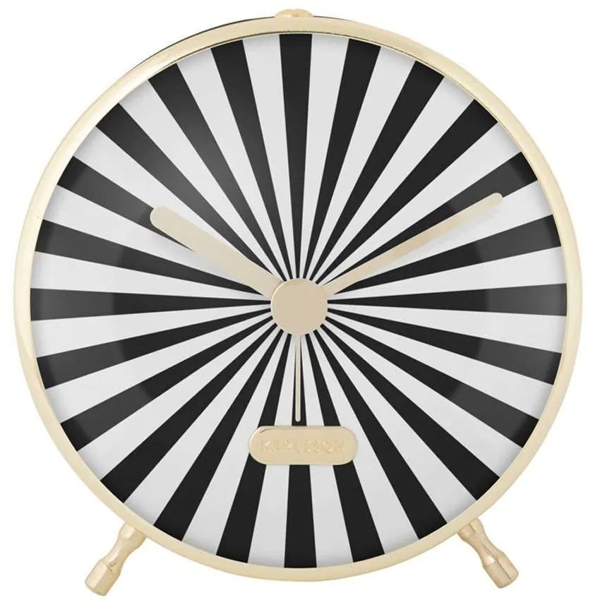 Ρολόι Επιτραπέζιο - Ξυπνητήρι Cundy Swirl Dome KA6008BK Φ12,5cm Black-White Karlsson Αλουμίνιο