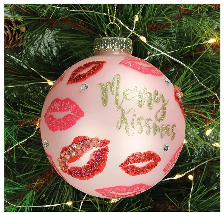 Γυάλινo στολίδι Merry Kissmas  (6 τεμάχια)