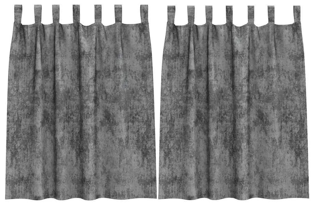vidaXL Κουρτίνα με κουρτίνες 2 pcs Γκρι 140 x 140 cm Βελούδο