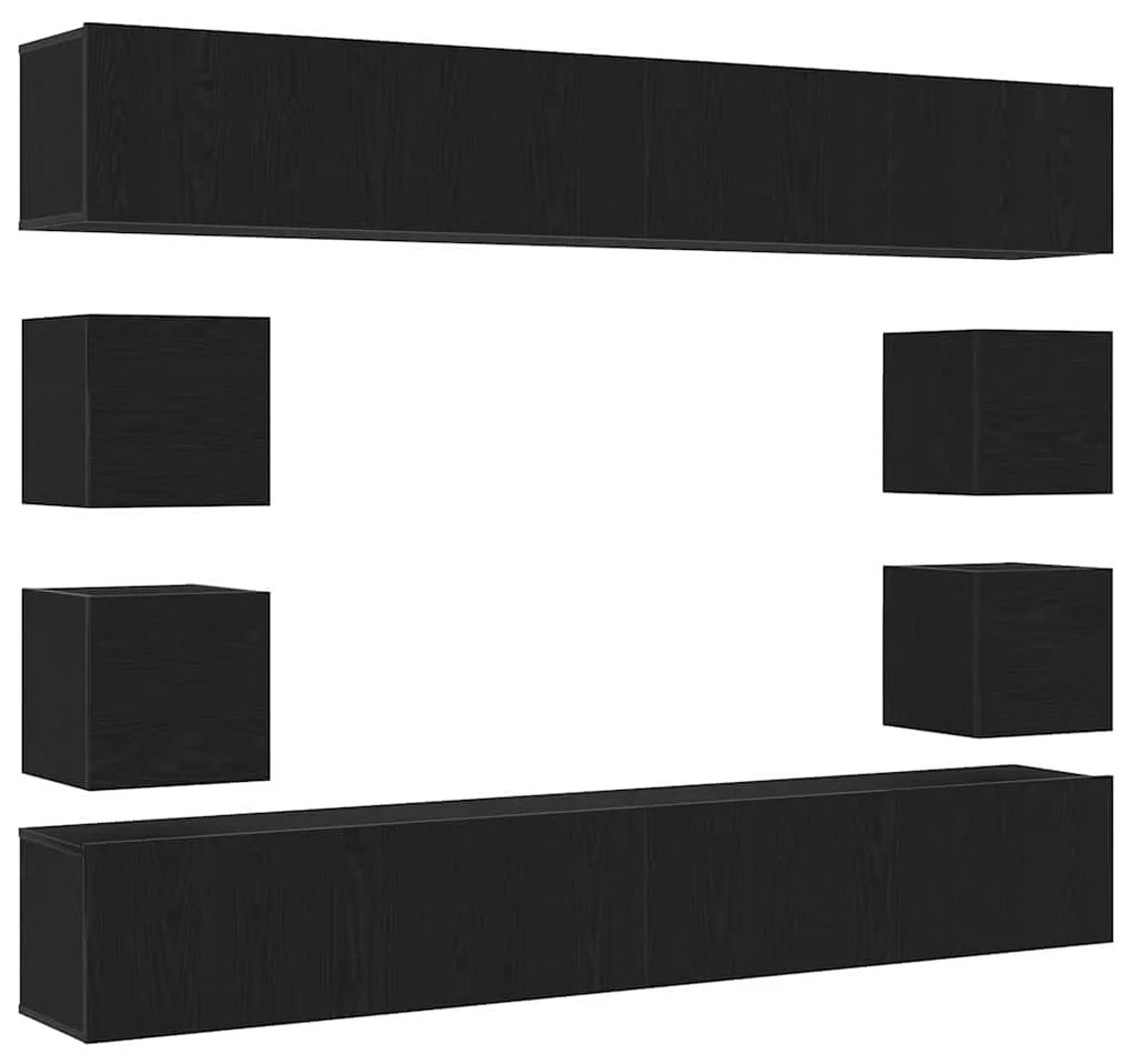 vidaXL Σετ Επίπλων TV 6 Τεμαχίων - Τοίχου, Μαύρο Δρυς από Επεξεργασμένο Ξύλο