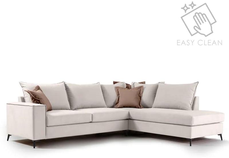 Γωνιακός καναπές αριστερή γωνία Romantic ύφασμα cream-mocha 290x235x95εκ Υλικό: FABRIC 168-000029