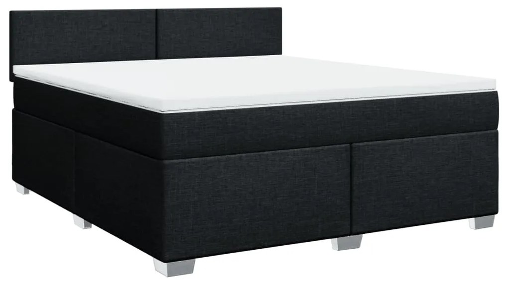 vidaXL Κρεβάτι Boxspring με Στρώμα Μαύρο 180x200 εκ. Υφασμάτινο