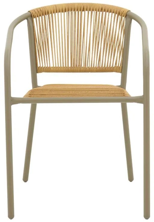 Καρέκλα Lindaria στοιβαζόμενη αλουμινίου σε σαμπανιζέ και pe rattan Φυσικό 54x63x74 εκ. 54x63x74 εκ.