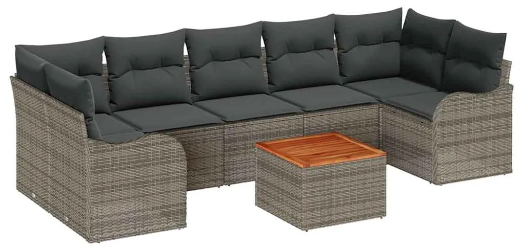 vidaXL Σετ Καναπέ Κήπου με αποθήκευση 8 pcs Γκρι συνθετικό ρατάν