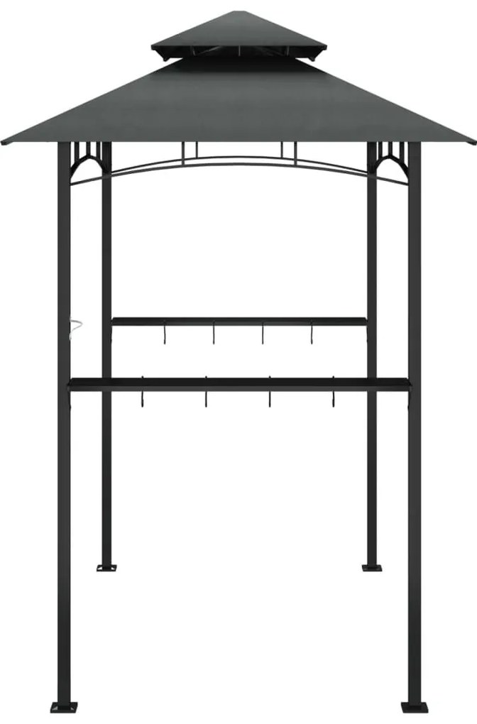 Κιόσκι Μπάρμπεκιου με Πλαϊνά Ράφια Ανθρακί 240x150x243εκ Ατσάλι - Ανθρακί