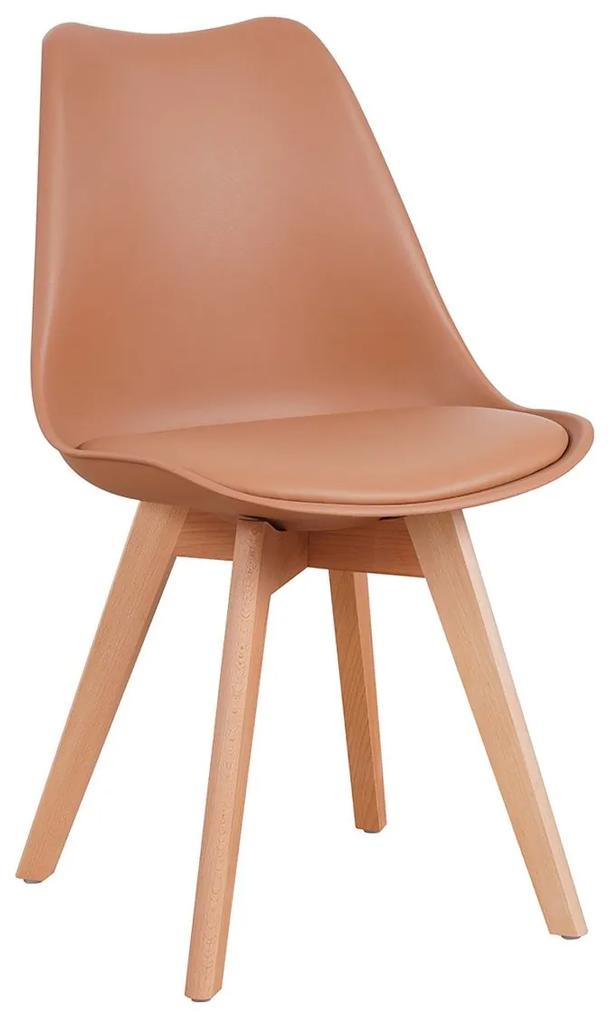 Καρέκλα GROUGH Cappuccino PP/PU/Ξύλο 49x56x83cm