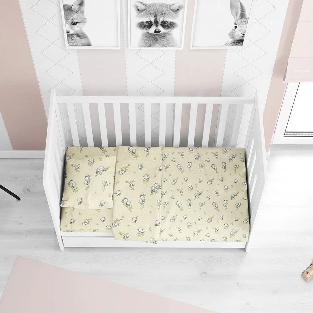 Παπλωματοθήκη Βρεφική Birds 16 Ecru DimCol 100% Cotton Flannel
