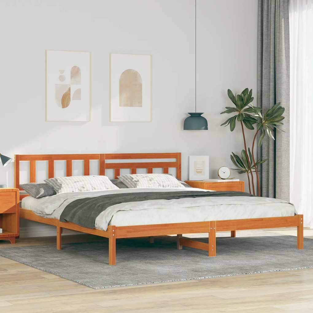 vidaXL Σκελετός Κρεβατιού Καφέ κεριού 180 x 200 cm Μασίφ ξύλο πεύκου