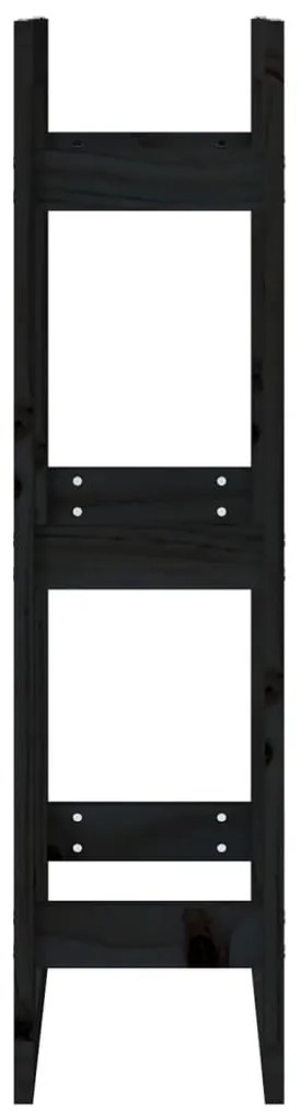 vidaXL Ραφιέρα Καυσόξυλων Μαύρη 41x25x100 εκ. από Μασίφ Ξύλο Πεύκου