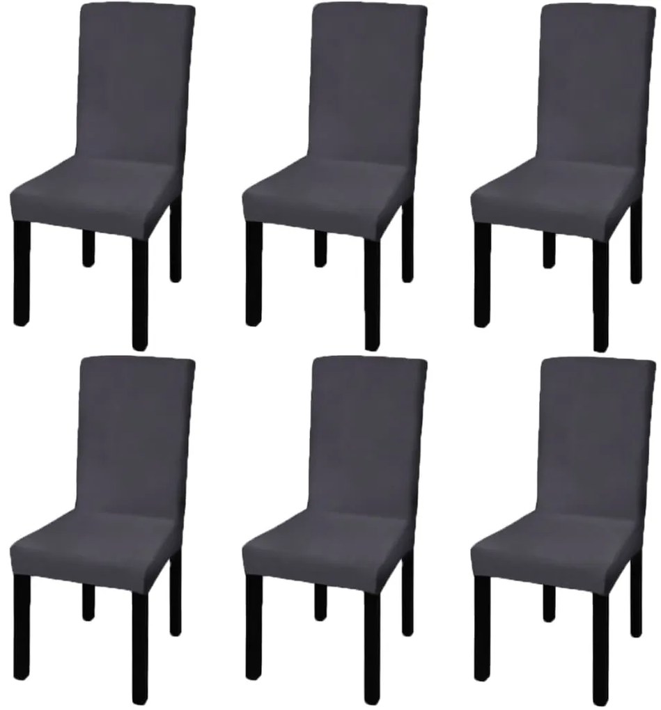 Κάλυμμα Καρέκλας Ελαστικό Ίσιο 6 τεμ. Ανθρακί