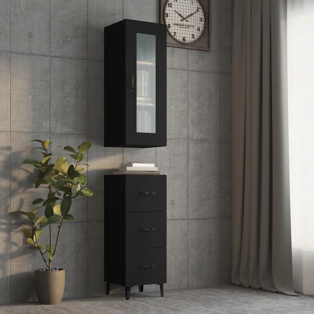 vidaXL Ντουλάπι Μαύρο 34,5 x 34 x 180 εκ. από Επεξεργασμένο Ξύλο