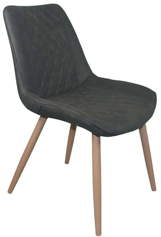 Καρέκλα Morgan ΕΜ169,5 53x61x86cm Grey-Natural Metal, Technoderma