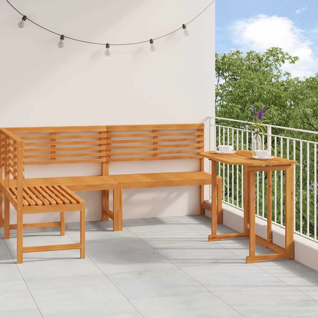 vidaXL Σετ Παγκάκι Κήπου 3 pcs Καφέ Μασίφ ξύλο ακακίας