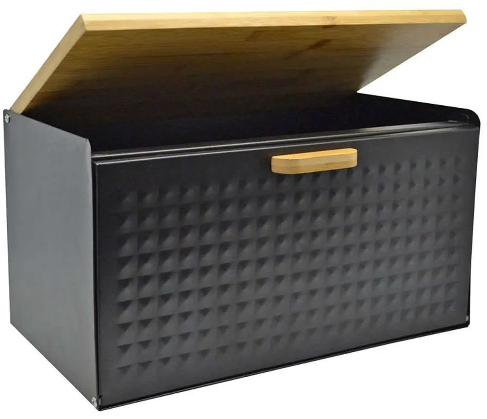 Ψωμιέρα 824663 35,2x21,5x19,5cm Black-Natural Ankor Metal,Bamboo