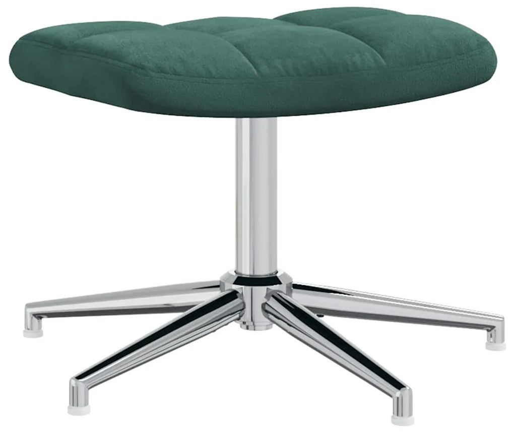 vidaXL Πολυθρόνα Relax Σκούρο Πράσινο Βελούδινη με Σκαμπό