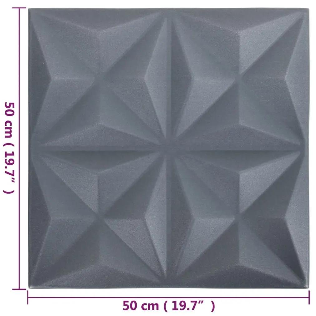 Πάνελ Τοίχου 3D 48 τεμ. Γκρι Origami 50 x 50 εκ. 12 μ² - Γκρι