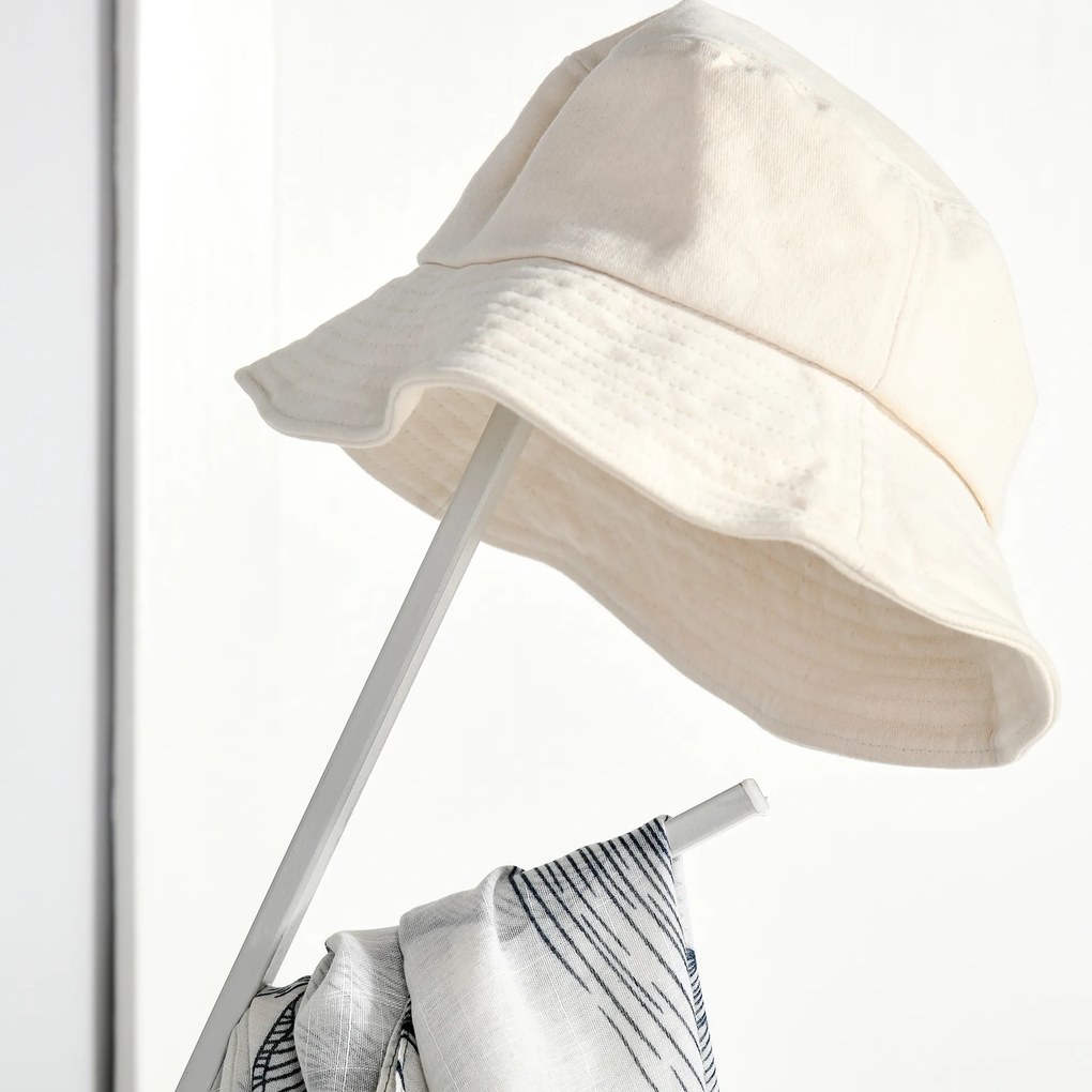 HOMCOM Κρεμάστρα παλτό με ράφι και 8 γάντζους Κρεμάστρα μπουφάν Μοντέρνα κρεμάστρα για ρούχα καπέλο τσάντα, σαλόνι, λευκό