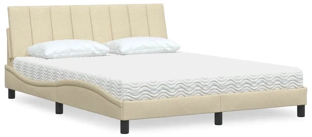 vidaXL Κρεβάτι Κρεμ 160x200 εκ. Υφασμάτινο