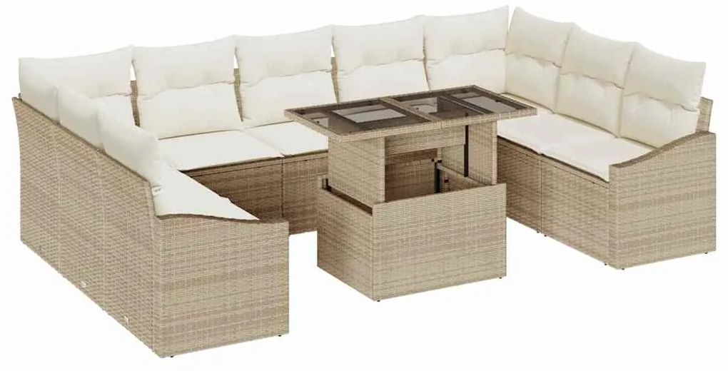 vidaXL Σετ Καναπέ Κήπου 10 pcs μπεζ και κρεμ 100 x 55 x 73 εκ