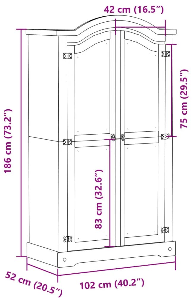 ΝΤΟΥΛΑΠΑ CORONA 102X52X186 ΕΚ. ΑΠΟ ΜΑΣΙΦ ΞΥΛΟ ΠΕΥΚΟΥ 4012154