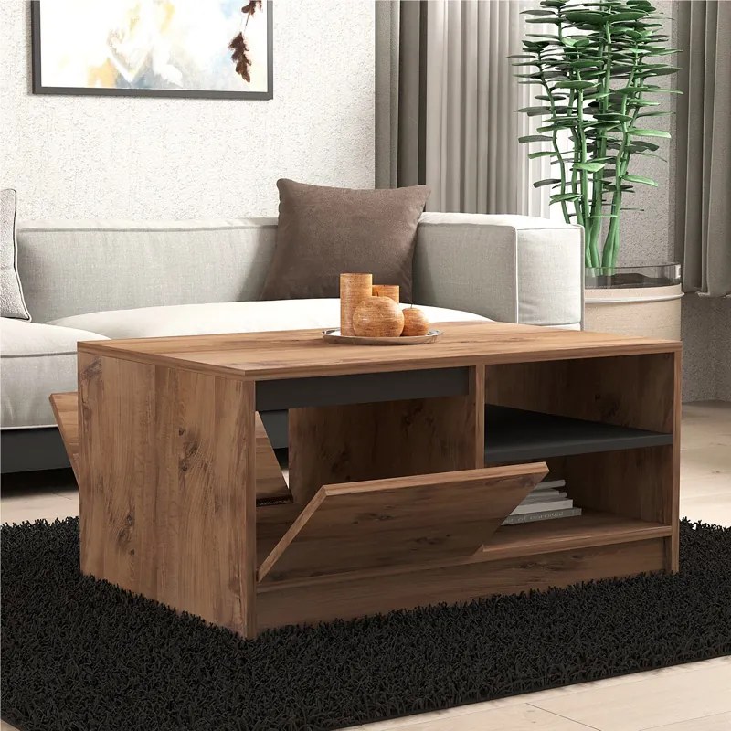 Τραπέζι σαλονιού Narli pakoworld σε sonoma απόχρωση 90x60x45εκ - 120-000511
