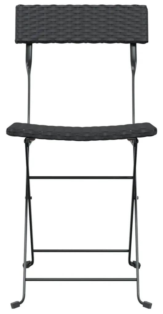 Καρέκλες Bistro Πτυσσόμενες 2 τεμ. Μαύρο Συνθετικό Ρατάν&amp;Ατσάλι - Μαύρο