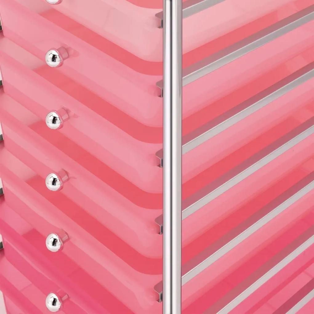 Τρόλεϊ με 10 Συρτάρια Φορητό Ροζ Ομπρέ Πλαστικό