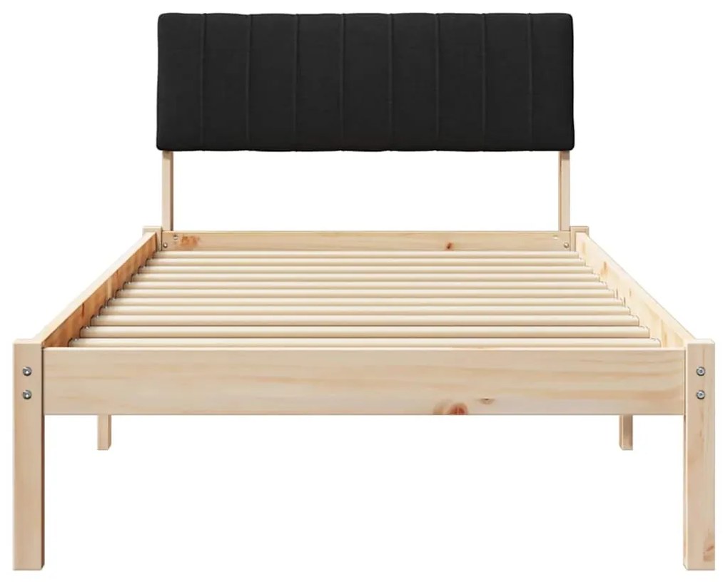 vidaXL Σκελετός Κρεβατιού Καφέ και μαύρο 90 x 190 cm Μασίφ ξύλο πεύκου