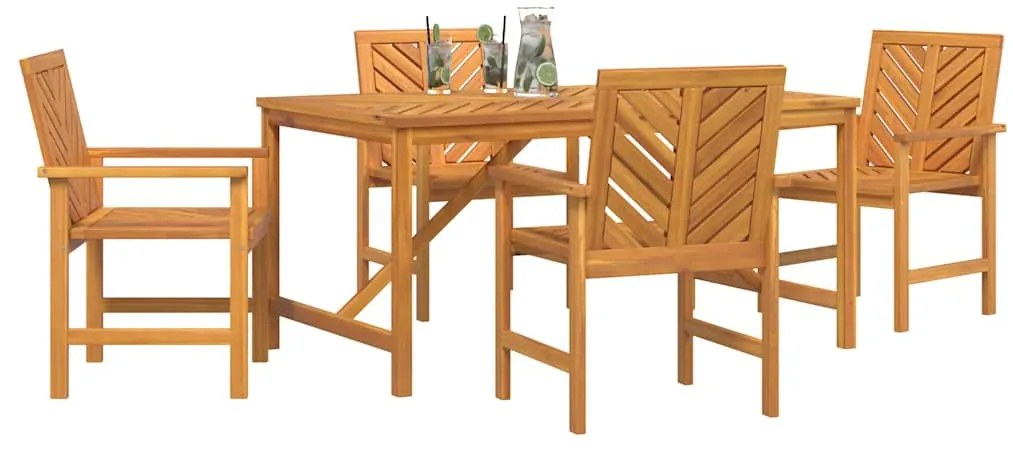 vidaXL Σέτ φαγητού για κήπο 5 pcs Καφέ Στερεό Ξύλο Ακακίας