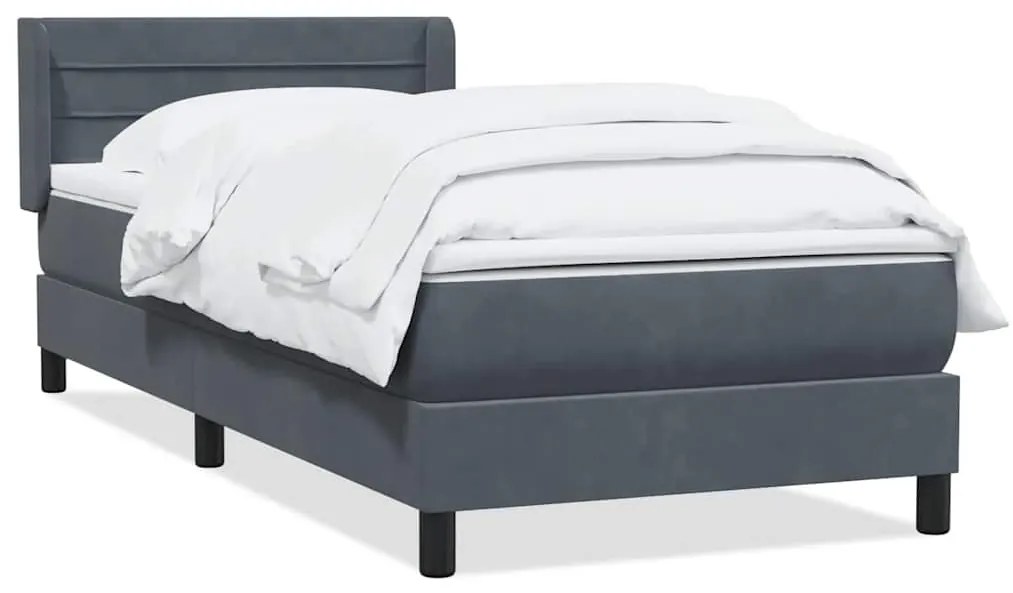 Κρεβάτι Boxspring με Στρώμα Σκούρο Γκρι 90x220 εκ. Βελούδινο 3318226