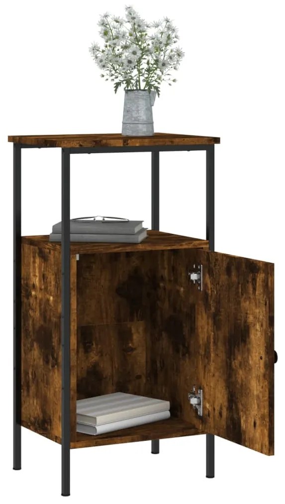 vidaXL Κομοδίνα 2 τεμ. Καπνιστή Δρυς 41 x 31 x 80 εκ. Επεξεργ. Ξύλο