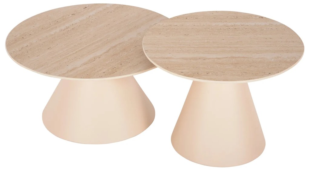 ΒΟΗΘΗΤΙΚΑ ΤΡΑΠΕΖΑΚΙΑ 2ΤΜΧ NANZA HM9927 ΜΕΤΑΛΛΟ ΚΡΕΜ-ΜΠΕΖ ΚΕΡΑΜΙΚΟ TOP Φ50&Φ60 εκ.