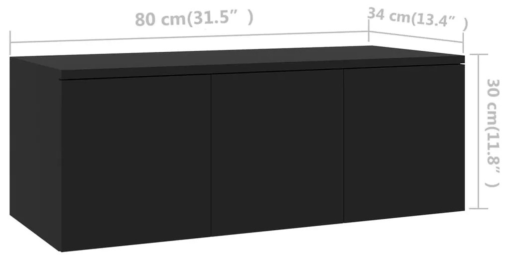 Έπιπλο Τηλεόρασης Μαύρο 80 x 34 x 30 εκ. από Επεξ. Ξύλο - Μαύρο