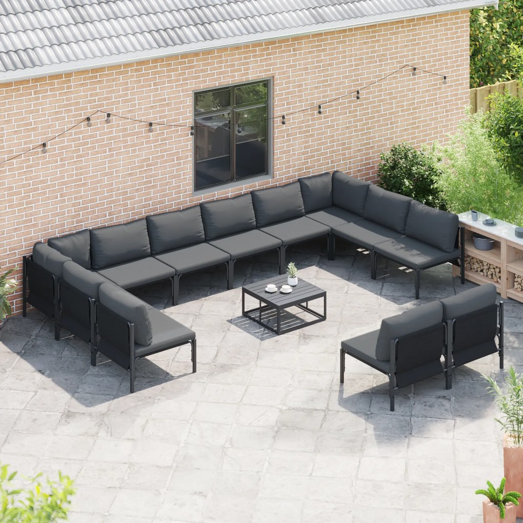 vidaXL Σετ Καναπέ Κήπου 12 pcs Ανθρακί Ατσάλι