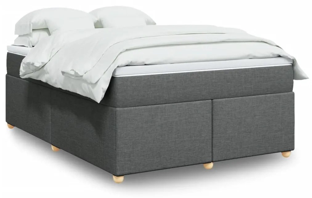 Κρεβάτι Boxspring με Στρώμα Σκούρο Γκρι 160x200 εκ Υφασμάτινο