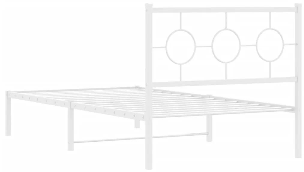 Πλαίσιο Κρεβατιού με Κεφαλάρι Λευκό 100x190 εκ. Μεταλλικό - Λευκό