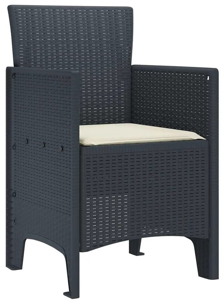 vidaXL Καρέκλα Κήπου 4 pcs Ανθρακί 53 x 49 x 85 εκ. PP