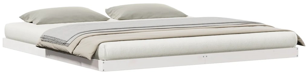 vidaXL Κρεβάτι σε Σχήμα Πλαισίου Λευκό 180x220 cm Μασίφ Ξύλο Πεύκου