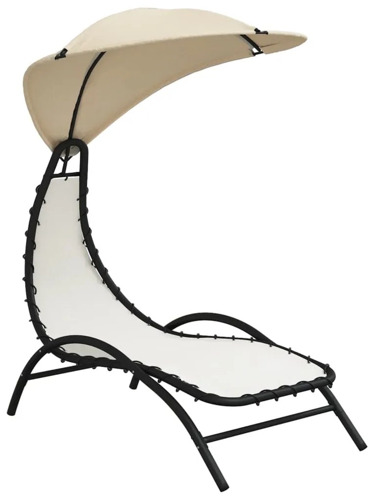 vidaXL Ξαπλώστρα με Σκίαστρο Κρεμ 167x80x195 εκ. από Ύφασμα και Ατσάλι