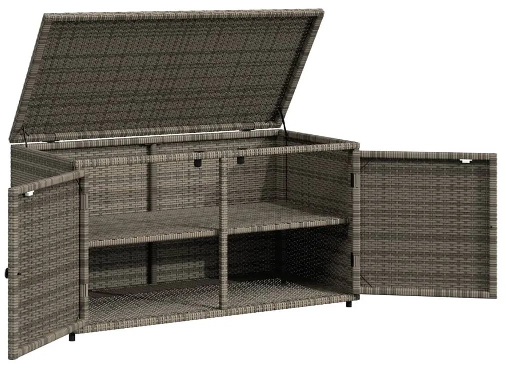 vidaXL Ντουλάπι Αποθήκευσης Κήπου Γκρι 110x55,5x60,5 εκ. Συνθ. Ρατάν