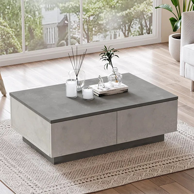 Τραπέζι σαλονιού Thunder pakoworld ανθρακί antique-γκρι antique 90x60x31.5εκ - 176-000107 - 176-000107