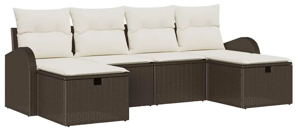 vidaXL Σετ Καναπέ Κήπου 6 pcs Καφέ και κρεμ 234 x 117 x 85 εκ