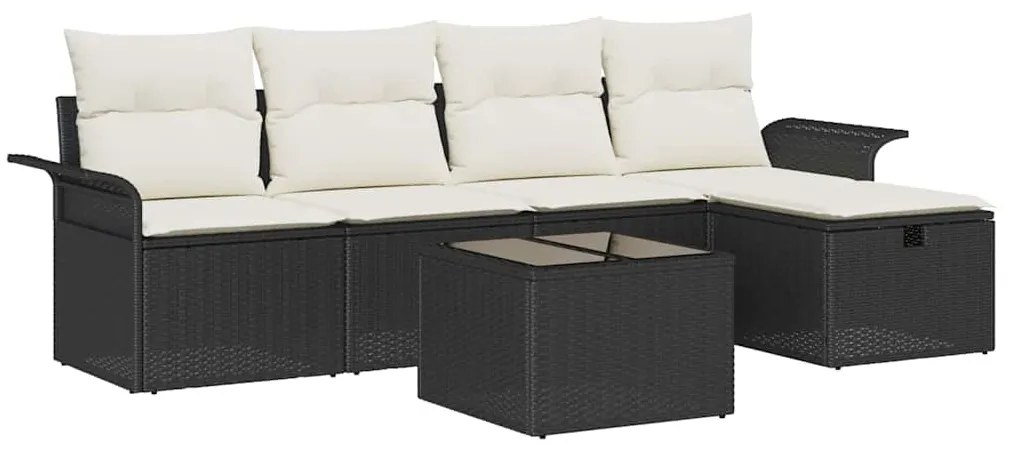 vidaXL Σετ Καναπέ Κήπου 6 pcs Μαύρο και κρεμ 251 x 117 x 85 εκ.