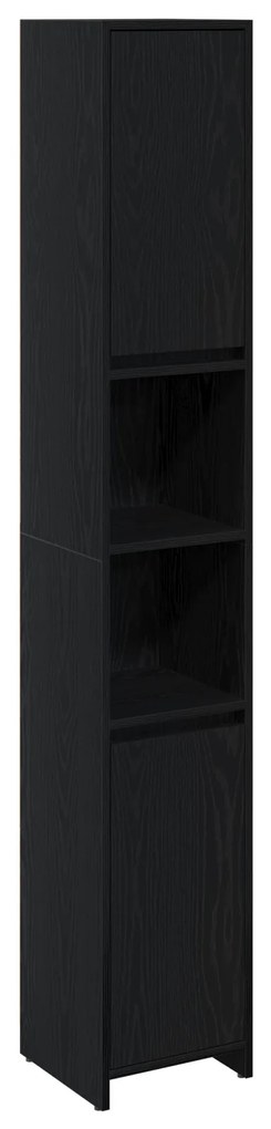 vidaXL Ντουλάπι Μπάνιου Μαύρη Δρυς 30x30x183,5 εκ Επεξεργασμένο ξύλο