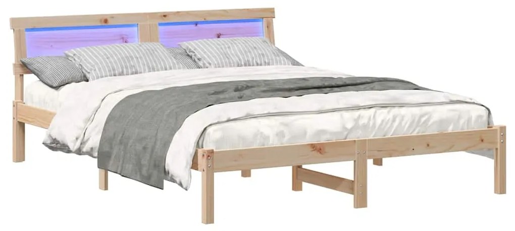 vidaXL Σκελετός Κρεβατιού Καφέ 140 x 200 cm Μασίφ ξύλο πεύκου