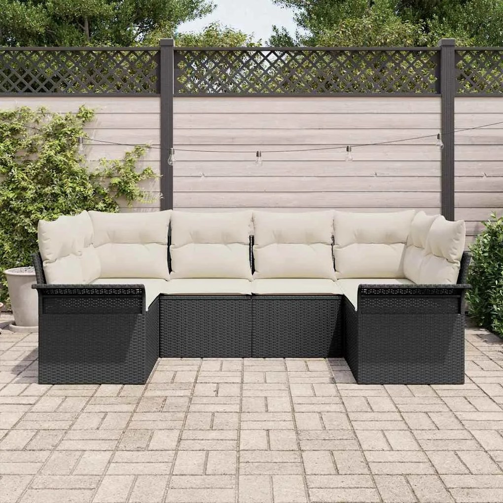 vidaXL Σετ Καναπέ Κήπου με μαξιλάρι 6 pcs Μαύρο Πολυ ράταν