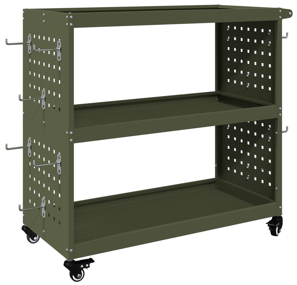 vidaXL Καρότσι εργαλείων με ράφι Λαδί 75 x 35 x 73 εκ. Κρύα χάλυβας