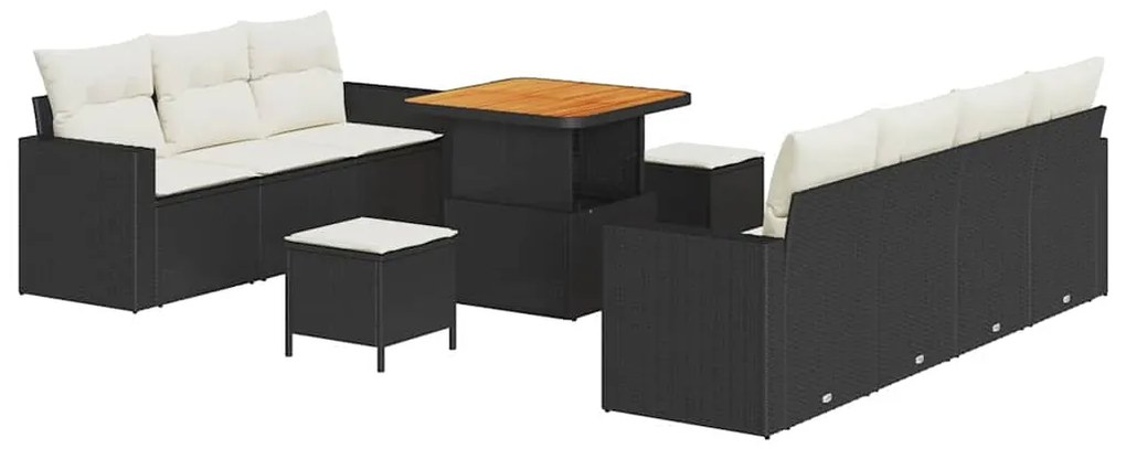 vidaXL Σετ Καναπέ Κήπου 10 pcs Μαύρο και κρεμ 80 x 80 x 71 cm