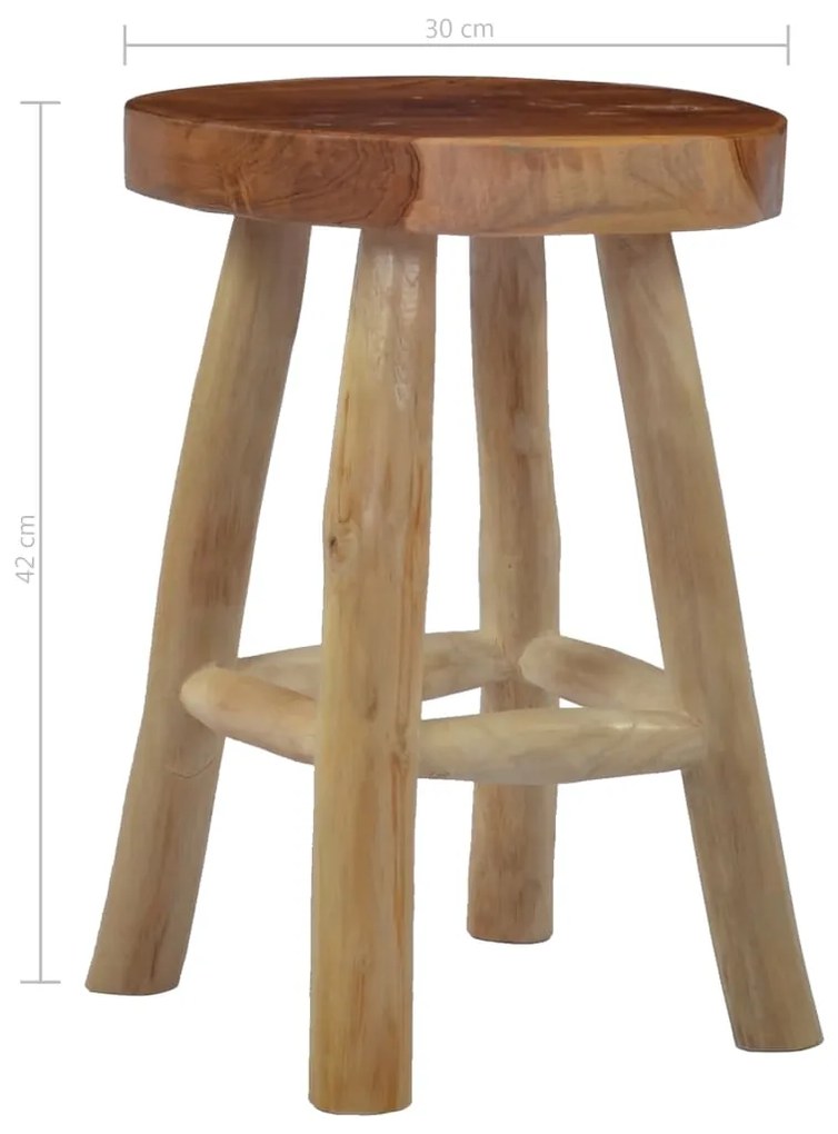 vidaXL Σκαμπό Καφέ από Μασίφ Ξύλο Teak